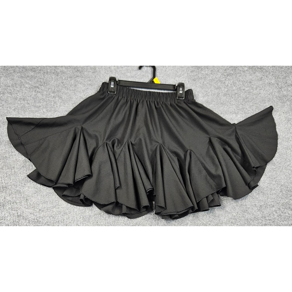 Forever 21 Black Ruffle Mini Skirt Pleated Flared Skater XS Dark Romantic Goth
